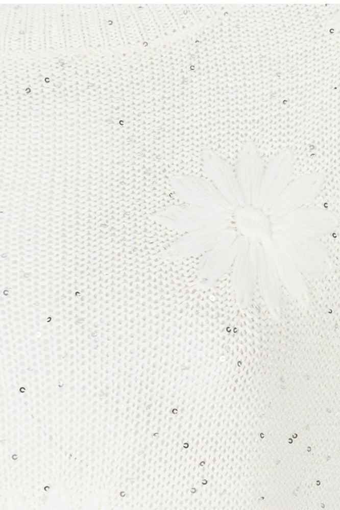 SWEATER EMBROIDERY FLOWERS HS25 02226 120 off white